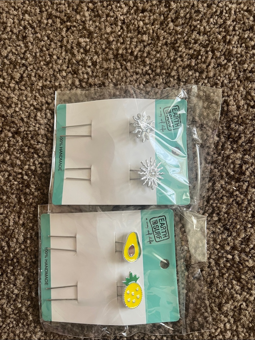 Cute Yellow Pineapple and Avocado Decorative Hair Pins - Set of 2